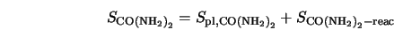 S_{\rm CO{(NH_2)}_2} = S_{\rm pl,CO{(NH_2)}_2} + S_{\rm CO{(NH_2)}_2 - reac} 