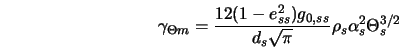 \gamma_{\Theta m} = \frac{12(1-e_{ss}^2) g_{0,ss}}{d_{s} \sqrt{\pi}} \rho_{s} \alpha_{s}^2 \Theta_{s}^{3/2} 