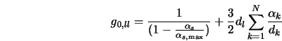  g_{0,ll} = \frac{1}{(1-\frac{\alpha_s}{\alpha_{s,{\rm max}}})} + \frac{3}{2}d_l \sum_{k=1}^N {\frac{\alpha_k}{d_k}} 