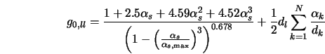  g_{0,ll} = \frac{1+2.5\alpha_s+4.59\alpha_s^2+4.52\alpha_s^3... ...^{0.678}} + \frac{1}{2}d_l \sum_{k=1}^N {\frac{\alpha_k}{d_k}} 