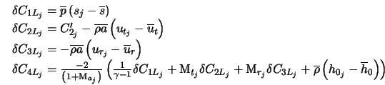  \begin{array}{l} \delta C_{1L_j} = \overline{p} \left(s_j - ... ...\rho} \left(h_{0_j}- \overline{h}_0 \right) \right) \end{array}