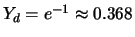 $Y_d = e^{-1} \approx 0.368$